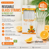 Reusable Glass Straws – 6 Pieces with Cleaning Brush