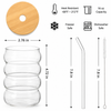 Unique Bubble Glass Jar with Bamboo Lid