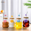 Curvy Glass Tumbler with Bamboo Lid & Bow Charm