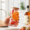 Glass Jar with Bamboo Lid & Straw
