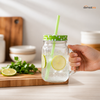 Mason Jar Glass Cups with Lids & Straws