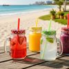 Mason Jar Glass Cups with Lids & Straws