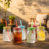 Mason Jar Glass Cups with Lids & Straws