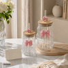 Curvy Glass Tumbler with Bamboo Lid & Bow Charm
