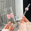 Bow Glass Tumbler Mug with Bamboo Lid