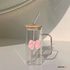 Bow Glass Tumbler Mug with Bamboo Lid