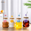 Curvy Glass Tumbler with Bamboo Lid & Bow Charm