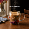 Multi-Coloured Floral Double-Wall Glass Mug