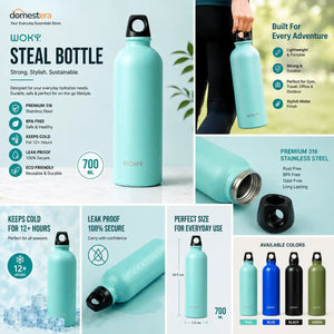 WOKY 700ml Stainless Steel Water Bottle